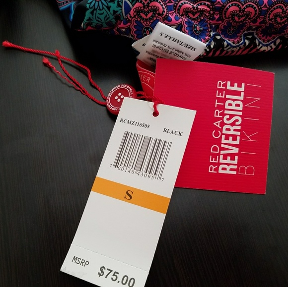 Sale! Red Carter Bikini Bottoms Reversible S - Picture 2 of 4